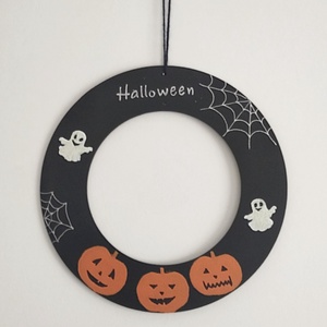 Halloweeni ajtódísz - fekete kopogtató , Otthon & Életmód, Dekoráció, Halloween, Halloweeni ajtódíszek és ablakdíszek, Decoupage, transzfer és szalvétatechnika, MESKA