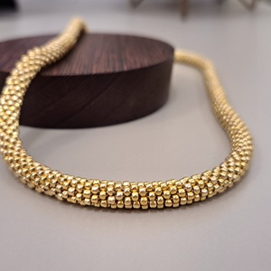 Horgolt arany színű lánc, Ékszer, Nyaklánc, Medál nélküli nyaklánc, Gyöngyfűzés, gyöngyhímzés, Horgolás, MESKA