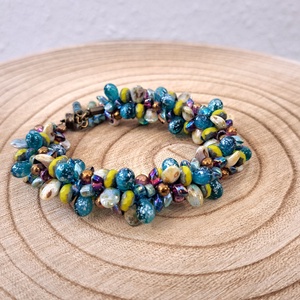 Csepp karkötő zöld-türkiz - ékszer - karkötő - gyöngyös karkötő - Meska.hu