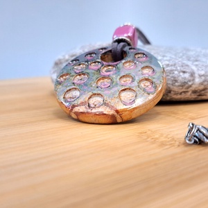 Kerámiamedálos hosszú lánc, kerek - ékszer - nyaklánc - hosszú nyaklánc - Meska.hu