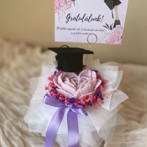 Gyertya virágbox (szójagyertyából) ballagásra, diplomaosztóra - kézműves ajándék - Meska.hu