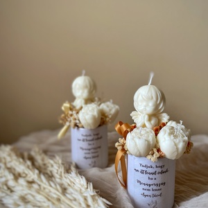 Gyertya virágbox (szójagyertyából), esküvői emlék gyertya - megemlékezés, Otthon & Életmód, Gyertya, illat, aroma, Gyertya, Gyertya-, mécseskészítés, MESKA