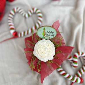 Grincs inspirálta gyertya virágbox (szójagyertyából) - kézműves ajándék karácsonyra - Meska.hu