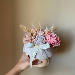 Gyertya virágbox (szójagyertyából) - kézműves ajándék bármilyen alkalomra - otthon & életmód - gyertya, illat, aroma - gyertya - Meska.hu