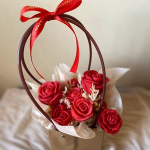 Rózsa Illatviasz virágbox táskába (szójagyertyából) - Valentin-napi, évfordulós ajándék, Otthon & Életmód, Gyertya, illat, aroma, Gyertya, Gyertya-, mécseskészítés, MESKA