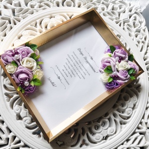Virágos szülőköszöntő arany képkeret SZETT - esküvő - emlék & ajándék - szülőköszöntő ajándék - Meska.hu