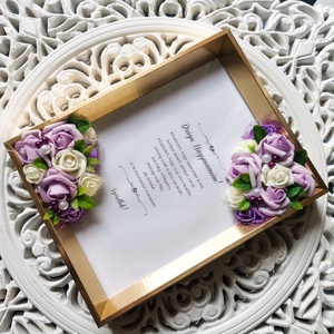Virágos szülőköszöntő arany képkeret SZETT - esküvő - emlék & ajándék - szülőköszöntő ajándék - Meska.hu