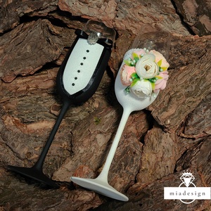 Festett esküvői pezsgőspohár szett - esküvő - emlék & ajándék - nászajándék - esküvői pohár, pohárszett - Meska.hu