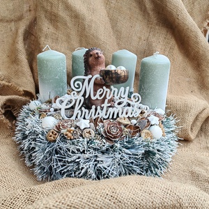 Sünis adventi asztali dísz - esküvő - dekoráció - asztaldísz - Meska.hu