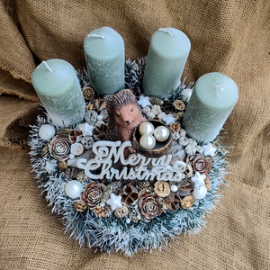 Sünis adventi asztali dísz - esküvő - dekoráció - asztaldísz - Meska.hu