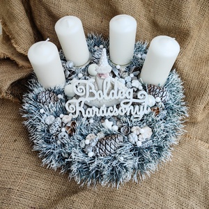 Fehér-ezüst adventi asztali dísz - esküvő - dekoráció - asztaldísz - Meska.hu Fehér-ezüst adventi asztali dísz - esküvő - dekoráció - asztaldísz - Meska.hu