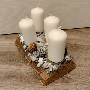 Fahasábra ültetett adventi koszorú - karácsony - adventi díszek - adventi asztaldísz - Meska.hu