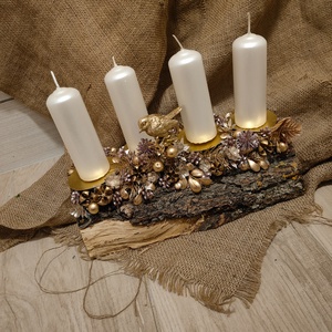 Fahasábra ültetett adventi koszorú - karácsony - adventi díszek - adventi asztaldísz - Meska.hu