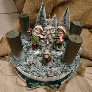 Nagyméretű zöld asztali dísz - karácsony - adventi díszek - adventi asztaldísz - Meska.hu