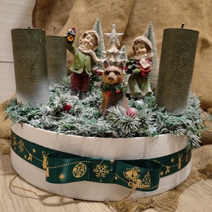 Nagyméretű zöld asztali dísz - karácsony - adventi díszek - adventi asztaldísz - Meska.hu