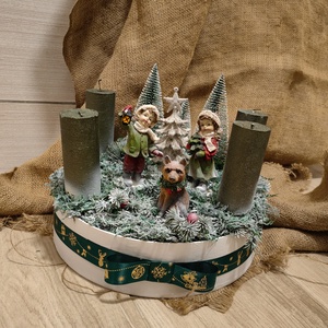 Nagyméretű zöld asztali dísz, Karácsony, Adventi díszek, Adventi asztaldísz, Mindenmás, MESKA