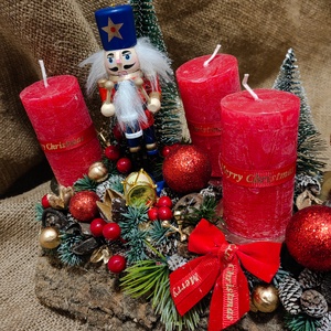 Fahasábra ültetett adventi koszorú - karácsony - adventi díszek - adventi asztaldísz - Meska.hu