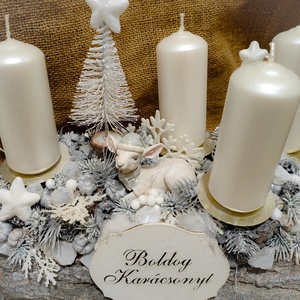 Fahasábra ültetett adventi koszorú - karácsony - adventi díszek - adventi asztaldísz - Meska.hu
