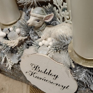 Fahasábra ültetett adventi koszorú - karácsony - adventi díszek - adventi asztaldísz - Meska.hu