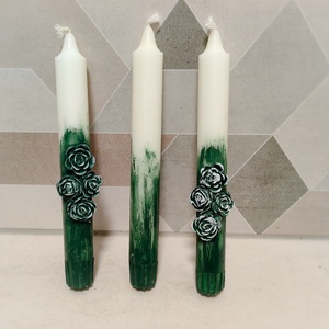 Vintage zöld esküvői gyertyaszett - Meska.hu