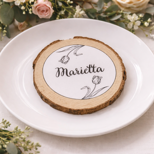 Esküvői ültető fahasábon, Esküvő, Meghívó & Kártya, Ültetési rend, Festett tárgyak, Fotó, grafika, rajz, illusztráció, MESKA