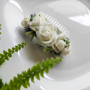 Greenery stílusú esküvői hajdísz - esküvő - hajdísz - kontydísz & hajdísz - Meska.hu