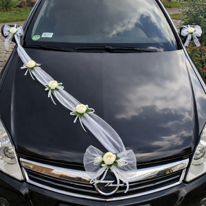 Organza esküvői autódísz, Esküvő, Dekoráció, Helyszíni dekor, Virágkötés, Mindenmás, MESKA