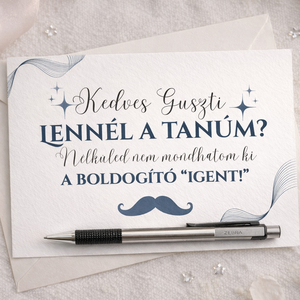 Tanúfelkérő golyóstollas ajándék, Esküvő, Meghívó & Kártya, Tanú felkérő, Fotó, grafika, rajz, illusztráció, Mindenmás, MESKA