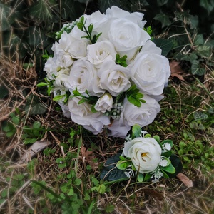 Fehér hangsúlyos esküvői csokor - esküvő - menyasszonyi- és dobócsokor - Meska.hu