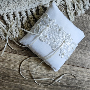 Champagne esküvői gyűrűpárna  - Meska.hu