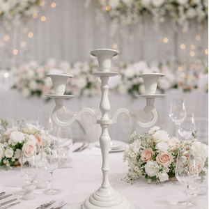 Fehér, 3 ágú gyertyatartó, Esküvő, Dekoráció, Gyertya & Gyertyatartó, Fémmegmunkálás, Festett tárgyak, MESKA