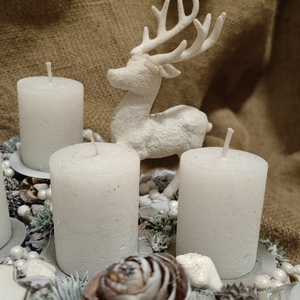 Adventi asztali dísz cserélhető gyertyákkal, szarvassal - karácsony - adventi díszek - adventi koszorú - Meska.hu