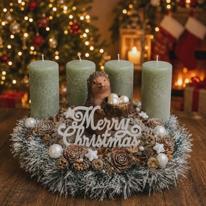 Sünis menta-fehér adventi asztali dísz - Meska.hu