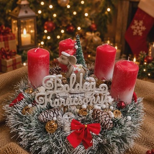 Egérkés adventi asztali dísz - karácsony - adventi díszek - adventi koszorú - Meska.hu