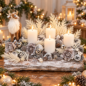 Adventi koszorú szarvas figurával cserélhető gyertyákkal - Meska.hu