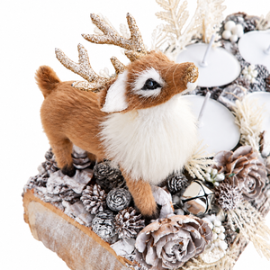 Adventi koszorú szarvas figurával cserélhető gyertyákkal - karácsony - adventi díszek - adventi koszorú - Meska.hu