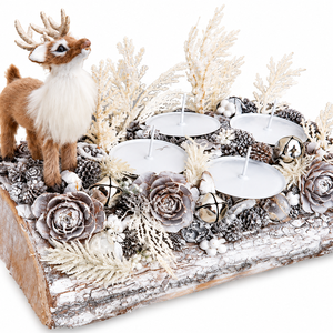 Adventi koszorú szarvas figurával cserélhető gyertyákkal - karácsony - adventi díszek - adventi koszorú - Meska.hu