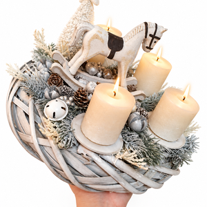Hintalovas adventi asztali dísz - karácsony - adventi díszek - adventi koszorú - Meska.hu