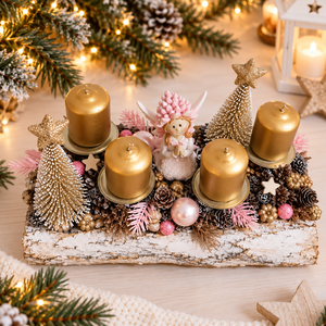 Fahasábra ültetett adventi koszorú tündérrel - karácsony - adventi díszek - adventi koszorú - Meska.hu