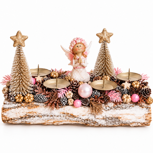 Fahasábra ültetett adventi koszorú tündérrel - karácsony - adventi díszek - adventi koszorú - Meska.hu