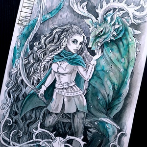 Artemis, a szörnyek pásztora festmény - művészet - festmény - akvarell - Meska.hu