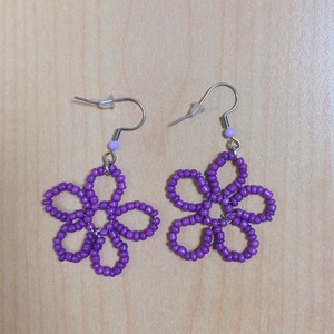 Lila gyöngyvirág fülbevaló - ékszer - fülbevaló - lógós kerek fülbevaló - Meska.hu