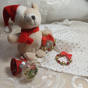 Adventi koszorú fülbevaló - ékszer - fülbevaló - lógós kerek fülbevaló - Meska.hu