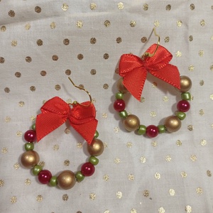Adventi koszorú fülbevaló - ékszer - fülbevaló - lógós kerek fülbevaló - Meska.hu