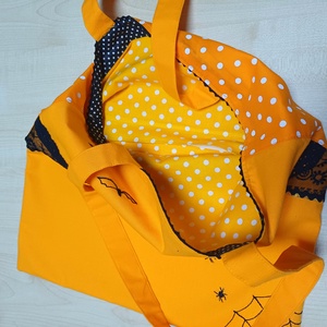 Pókok és denevérek -textiltáska halloweeni hangulatban - táska & tok - bevásárlás & shopper táska - shopper, textiltáska, szatyor - Meska.hu