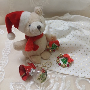 Adventi koszorú fülbevaló fenyőfával - ékszer - fülbevaló - lógós kerek fülbevaló - Meska.hu