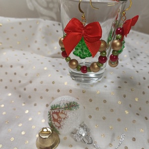 Adventi koszorú fülbevaló fenyőfával - ékszer - fülbevaló - lógós kerek fülbevaló - Meska.hu