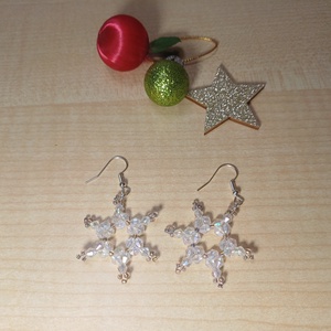 Csillogó hópehely fülbevaló  - ékszer - fülbevaló - lógó fülbevaló - Meska.hu