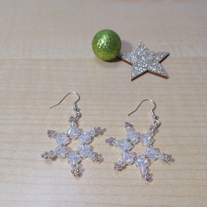 Csillogó hópehely fülbevaló  - ékszer - fülbevaló - lógó fülbevaló - Meska.hu