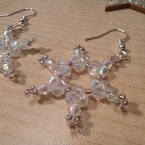 Csillogó hópehely fülbevaló  - ékszer - fülbevaló - lógó fülbevaló - Meska.hu